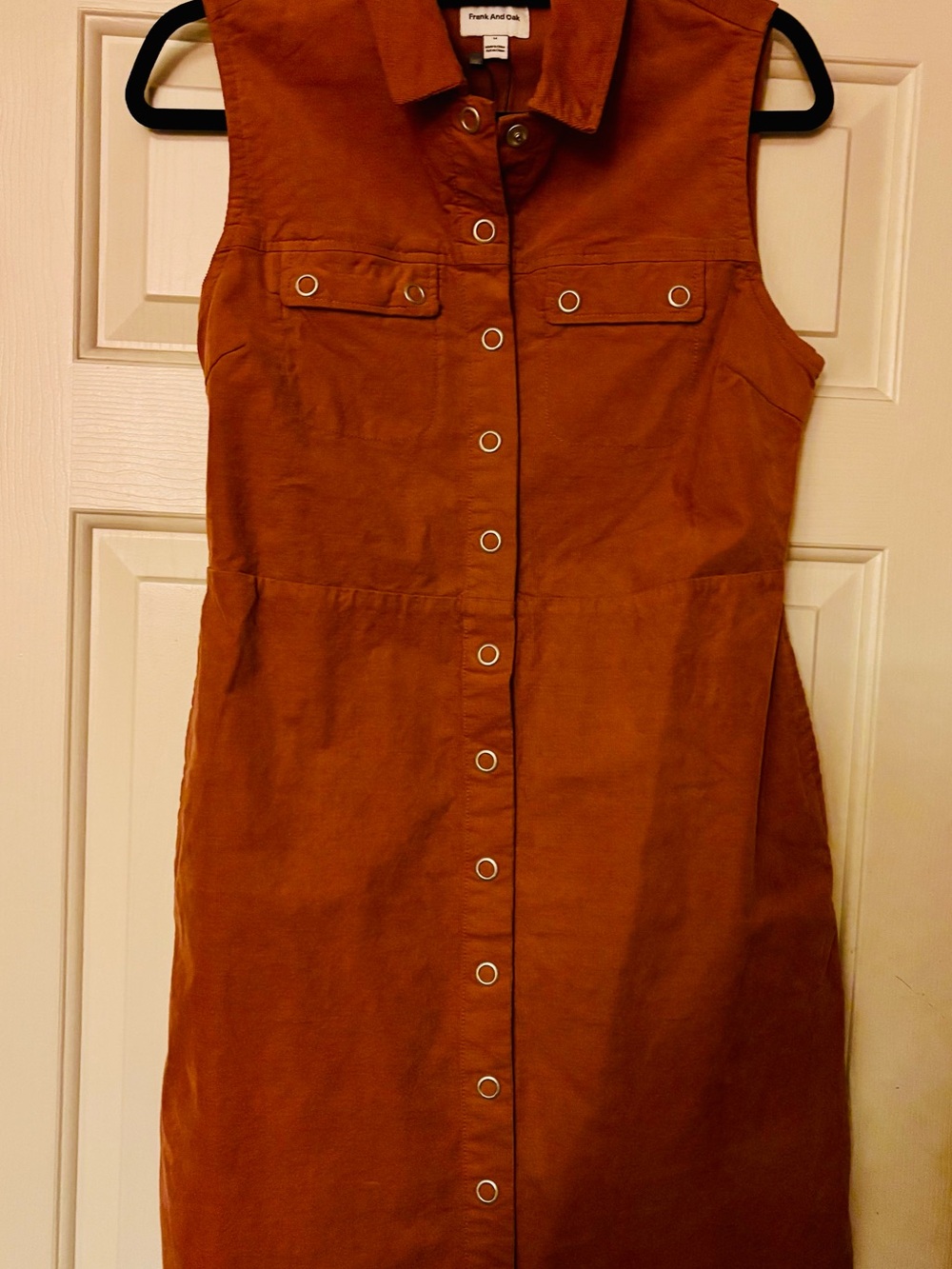 Frank and Oak corduroy Button-Front Sleeveless Rust Dress Med NWT